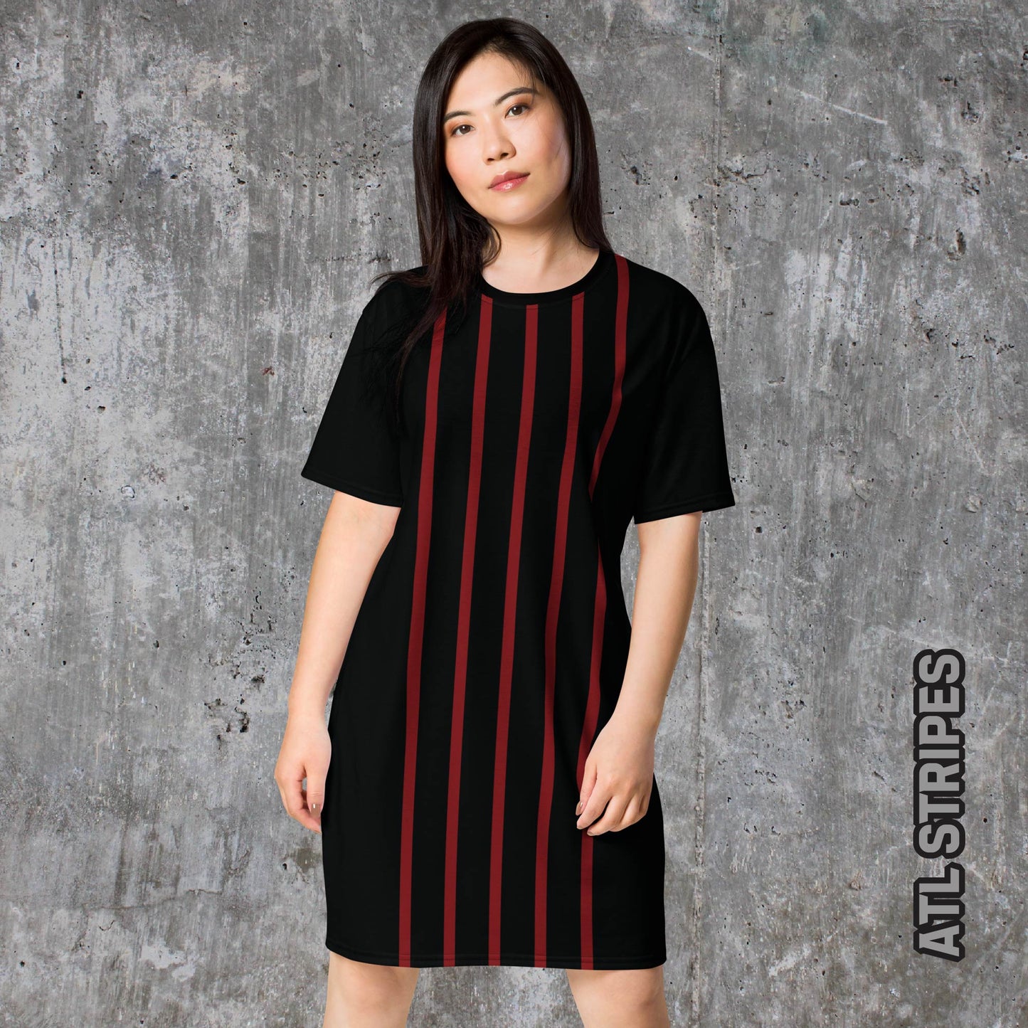 Red Striped Jersey T-shirt Dress