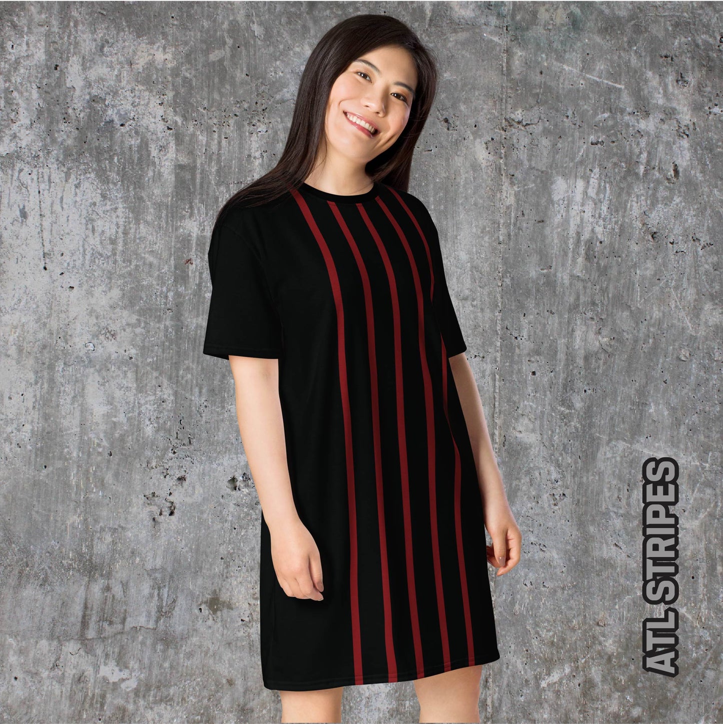 Red Striped Jersey T-shirt Dress